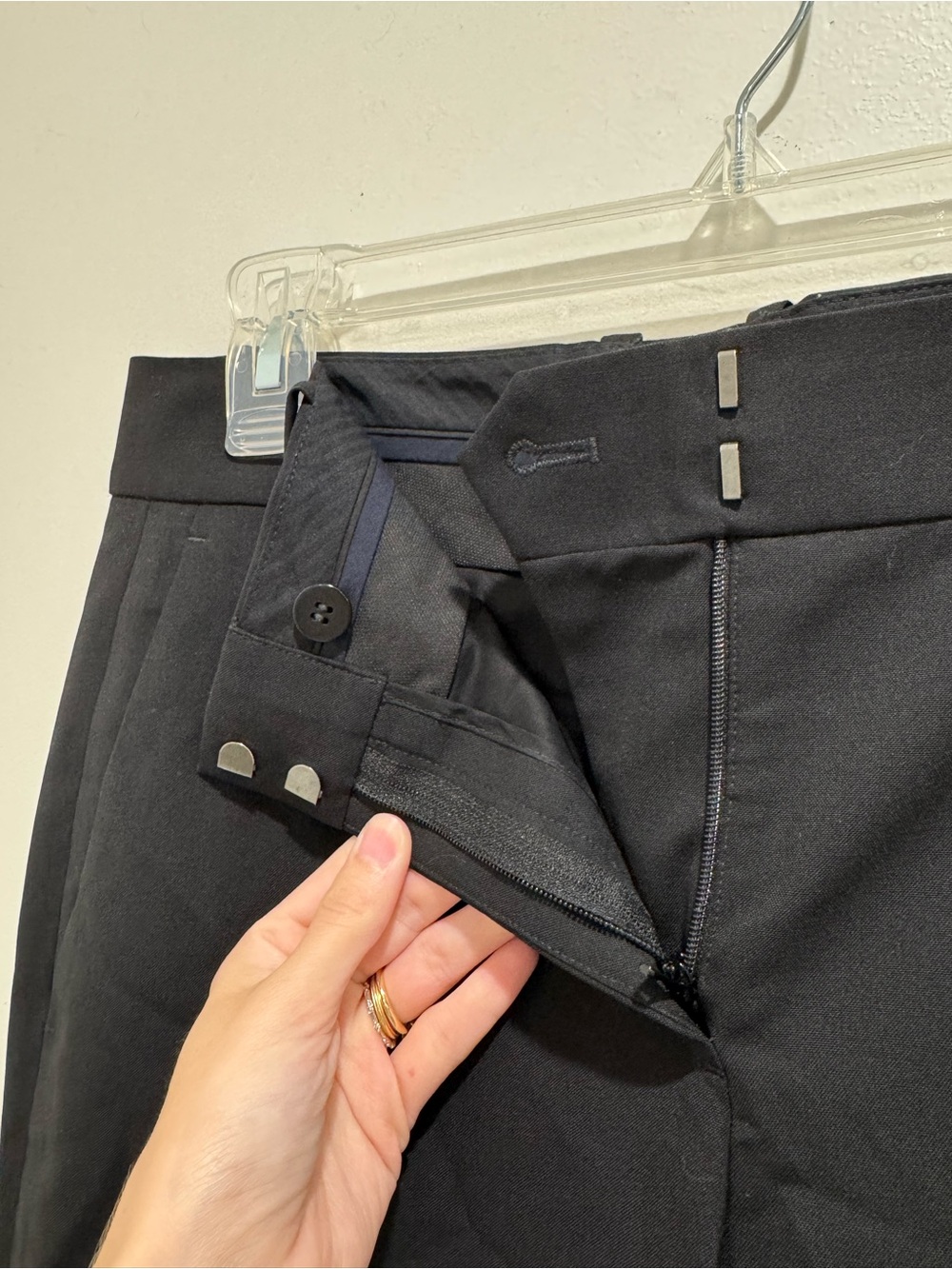Theory Straight Tro Black Wool Blend Tailored Straight Leg Dress Pants Size 2 - Picture 3 of 11
